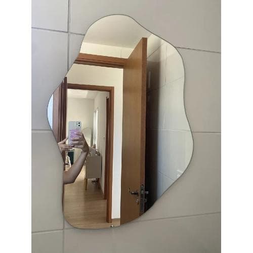 Espelho Vildrex Pisa 70x50cm Design Moderno Lapidado Luxo Suporte