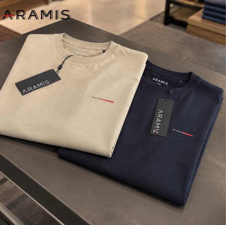 Kit Camisetas Aramis Estampa Assinatura Preta/cáqui Preto/cáqui S/p