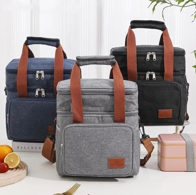 Bolsa Termica Marmita Lancheira Grande Alça Ombro Trabalho Passeio Academia Dois Andares (bolsa Preta)